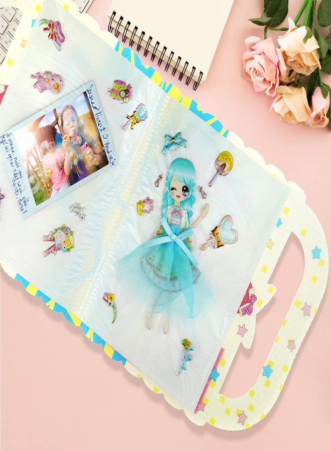 IMNEXT2U Puffy Sticker Dress-Up Princess Double Layer 2 Packs with 1 Stickers Album for Collecting (Fits for 6 inch Photos)- Blue and Rose - Image 3